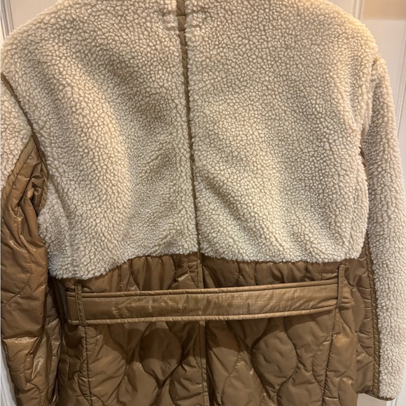 Polo Ralph Lauren women’s Belted Quilted & Sherpa Cream and Brown Coat - Picture 9 of 11